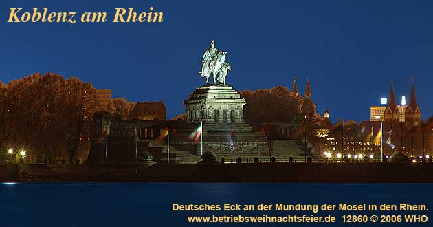 Weihnachtsfeier Koblenz am Rhein, Betriebsweihnachtsfeier Schifffahrt ab Deutsches Eck.